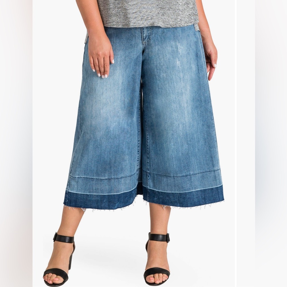 Standards & Practices Release Hem‎ Wide-Leg Denim Culottes A36 1025